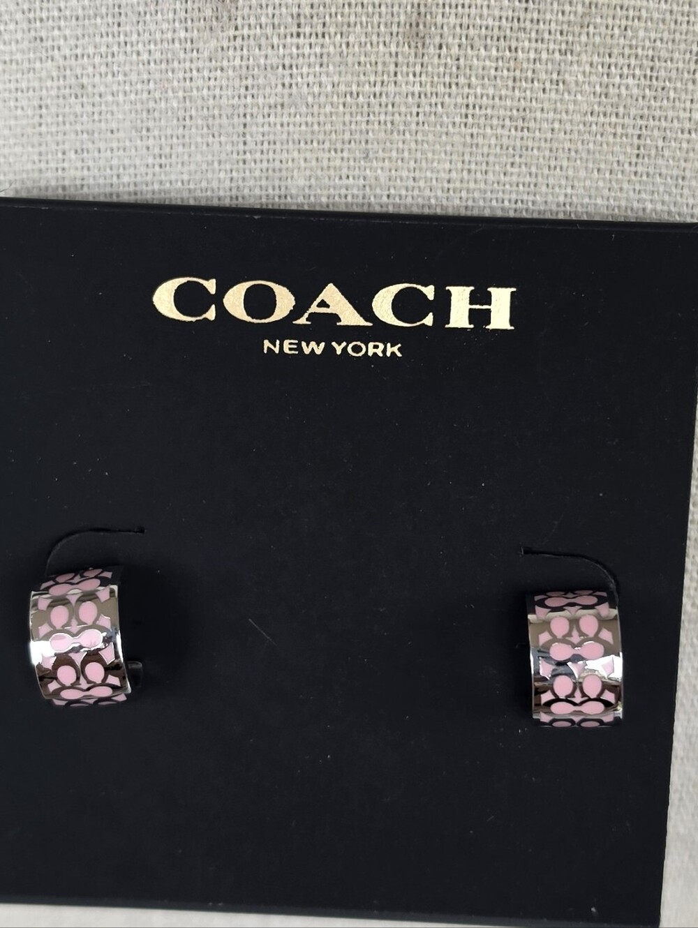 COACH Signature Enamel Huggie Earrings - Picture 2 of 6